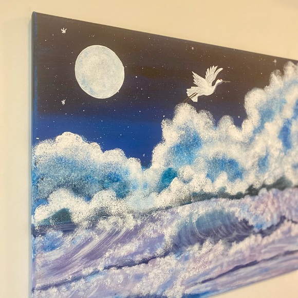 Custom moonlight with crane painting - Picture 3 of 3